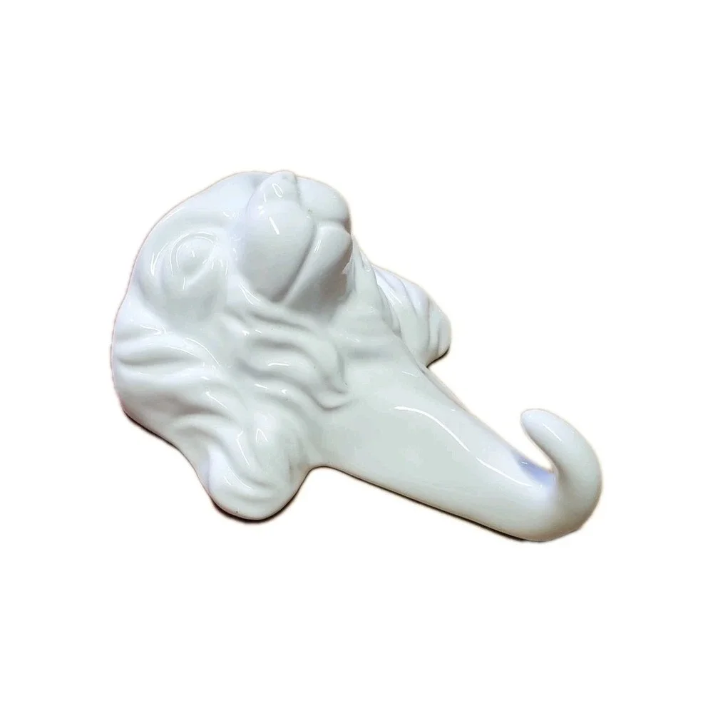 Springer Spaniel Dog Head Figurine Wall Hook Hanging White Ceramic